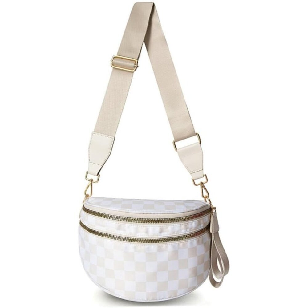 Checkered Women's Nylon Crossbody Bag Small Casual Shoulder Hobo Purse